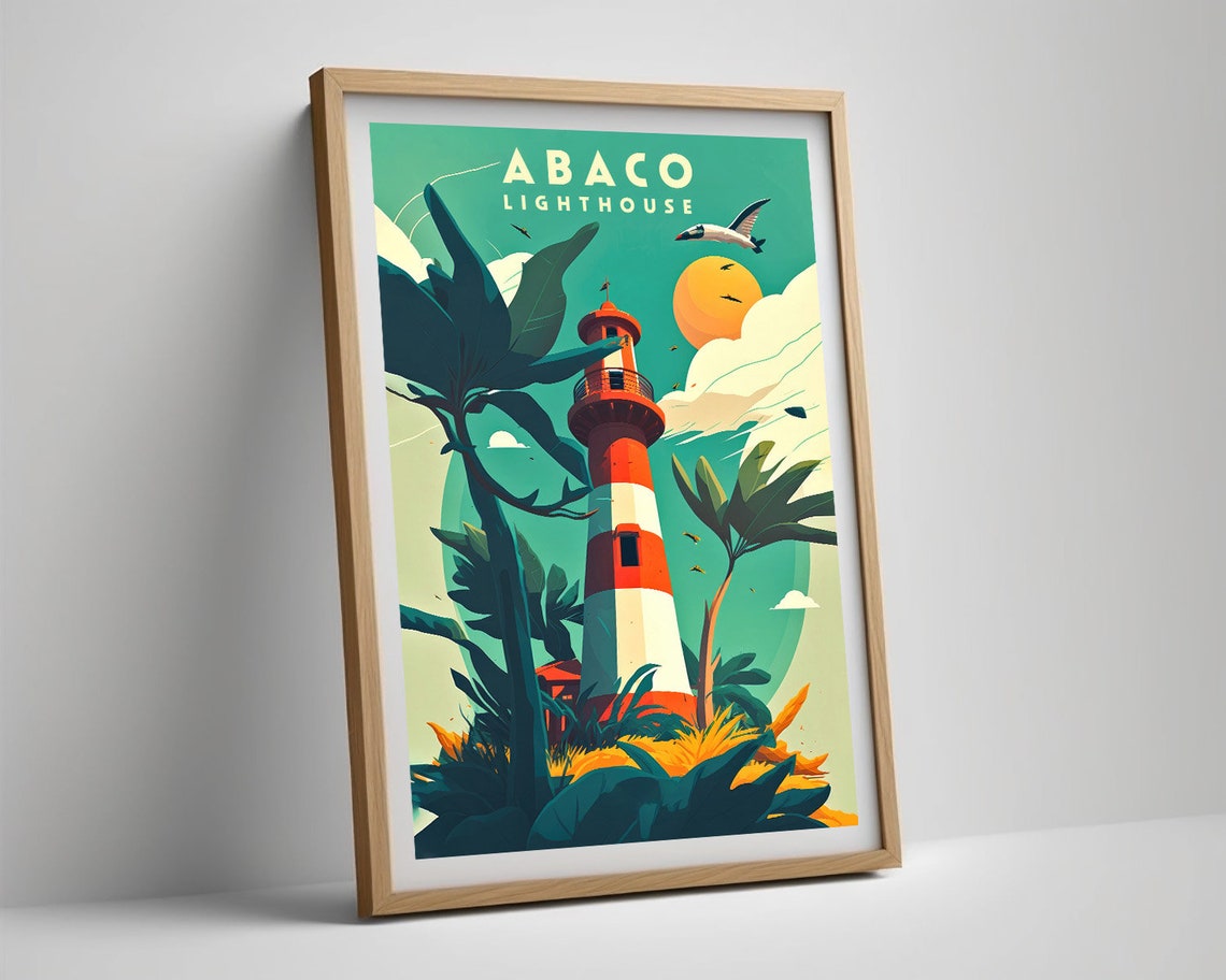Abaco Lighthouse Bahamas Island Sunset Vintage Travel Poster - Image 5