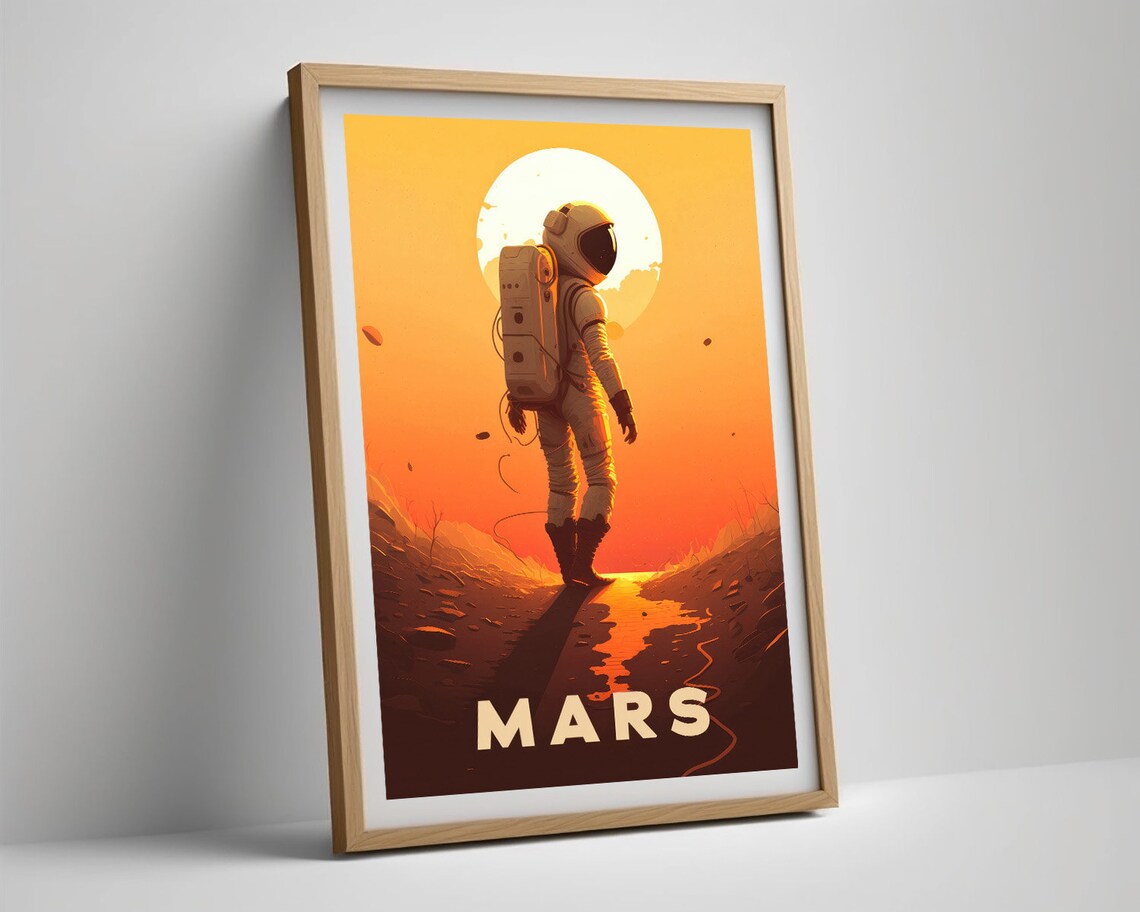 Mars Astronaut Red Planet Space Exploration Sunset Vintage Travel Poster - Image 5