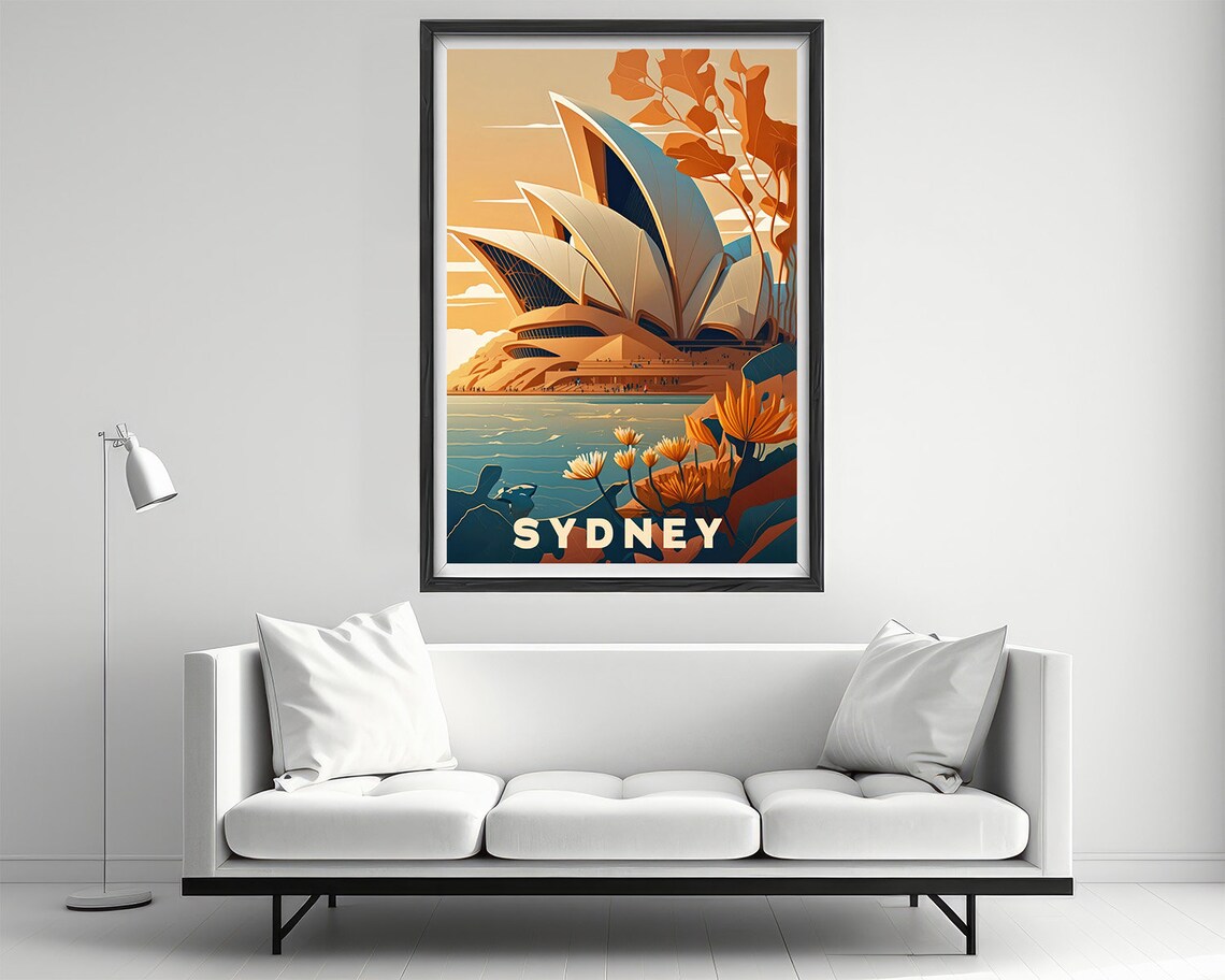 Sydney Australia Vintage Travel Poster Opera House Harbor Art - Image 2