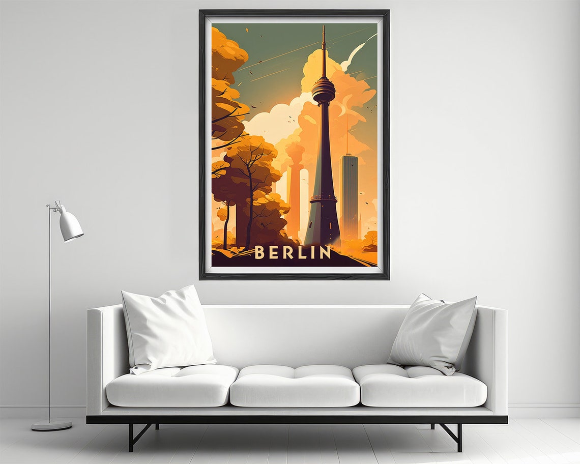 Berlin Germany TV Tower Sunset Skyline City Icon Travel Poster - Image 2