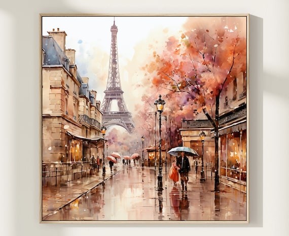 Paris Eiffel Tower Watercolor Art Print, Bohemian Travel