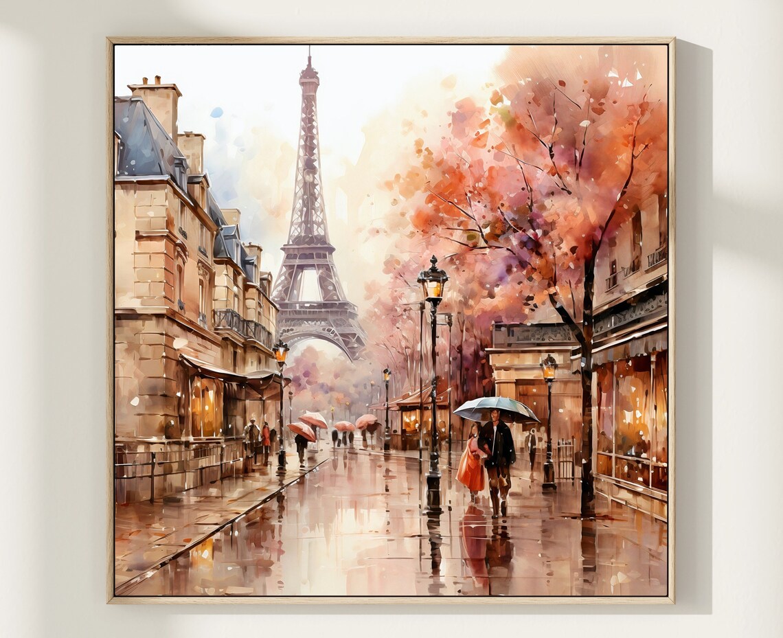 Paris Eiffel Tower Watercolor Art Print, Bohemian Travel