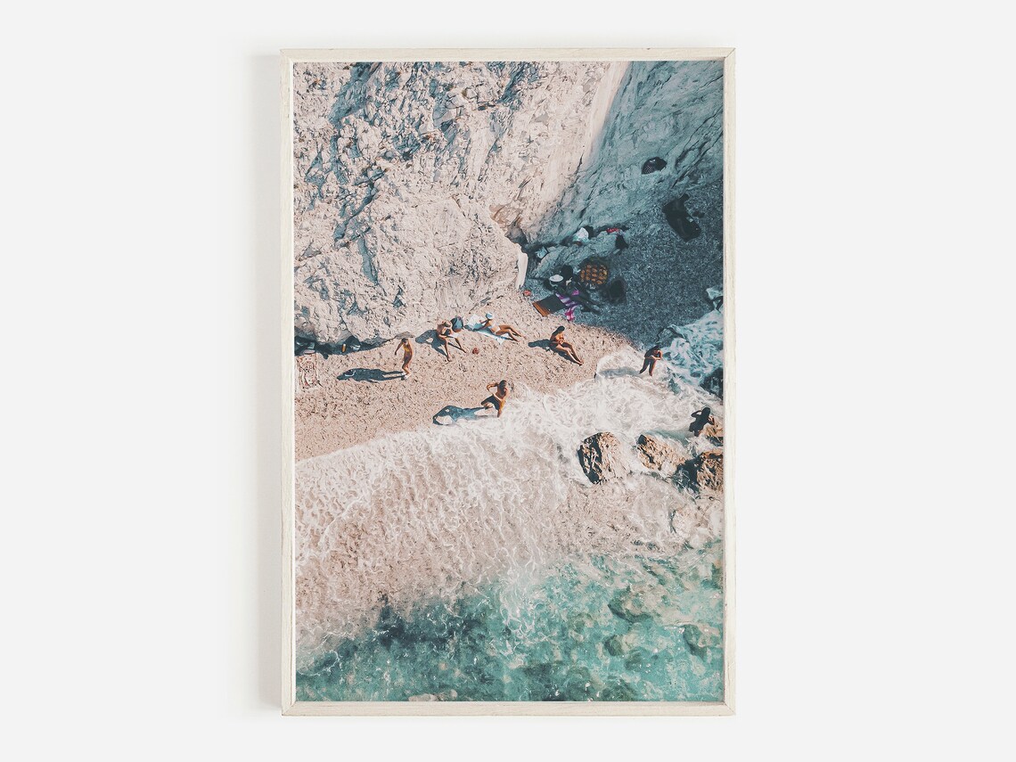 People On The Beach Santorini Coastal Wall Art