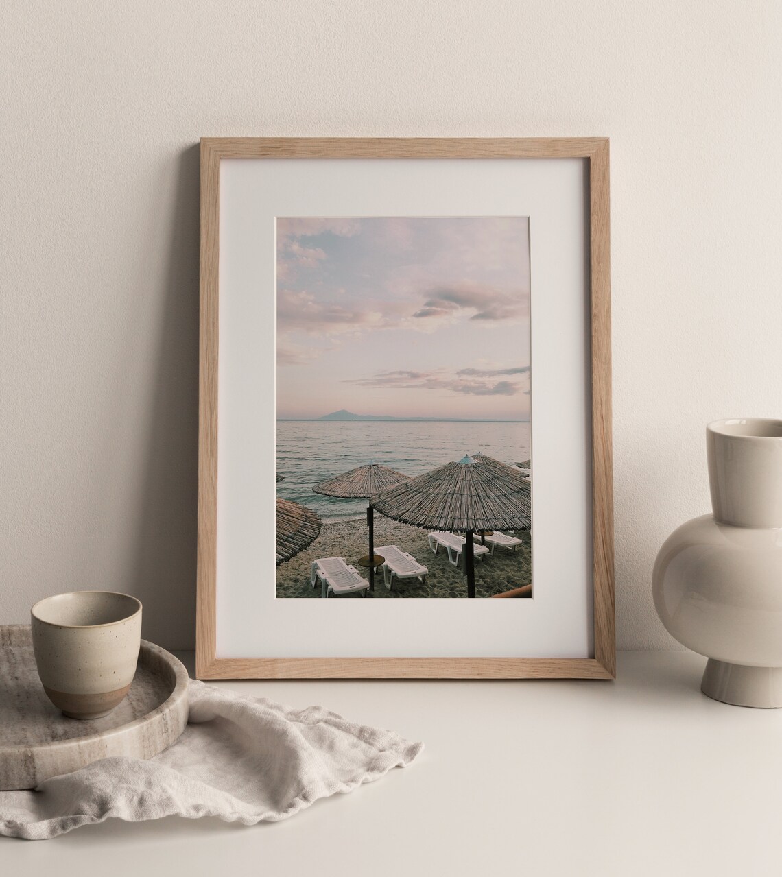 Beach Umbrella Print, Pastel Sunset Coastal Art - Image 2
