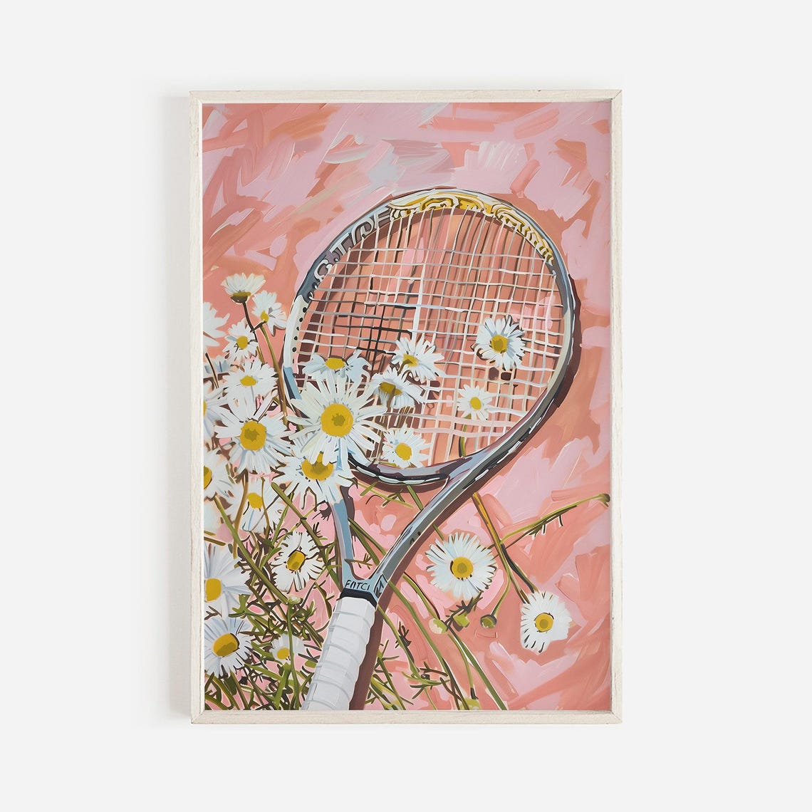 Flowers Tennis Wall Art Girly Tennis Decor Athletics Poster Floral Sport Print Tennis Racket Poster Preppy Tennis Print