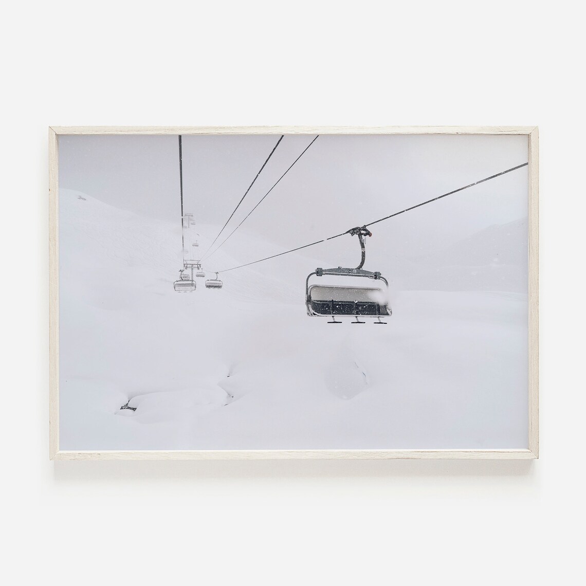 Ski Slope Mountain Art Print, Rustic Cabin Snowy Landscape