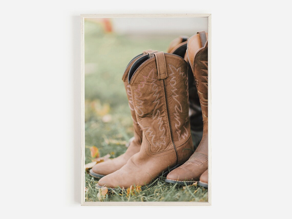 Cowboy Boots Western Decor Art Print, Rustic Home