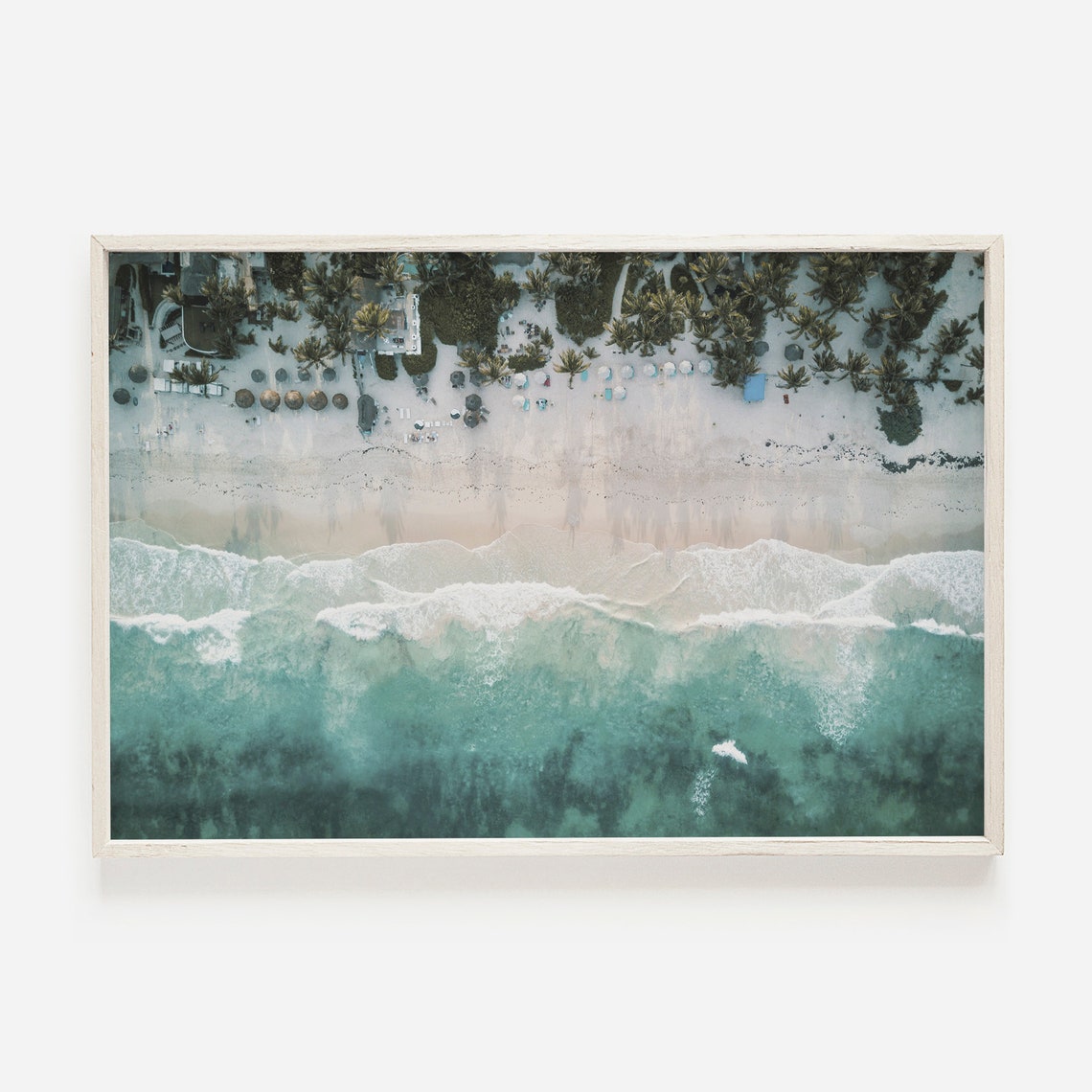 Tulum Mexico Aerial White Sand Beach Turquoise Waves Palm View Poster