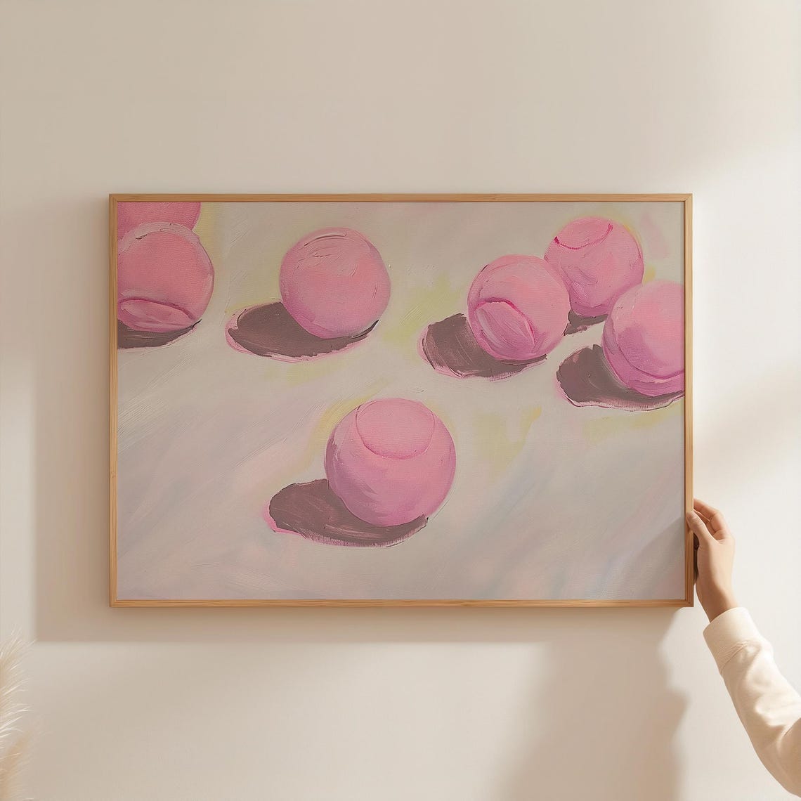 Pink Tennis Balls Scattered Soft Painting Girly Sports Art Poster - Image 3