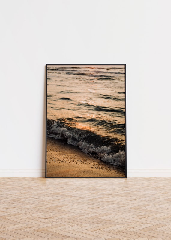 Waves In The Sunset Poster Wall Art Printed