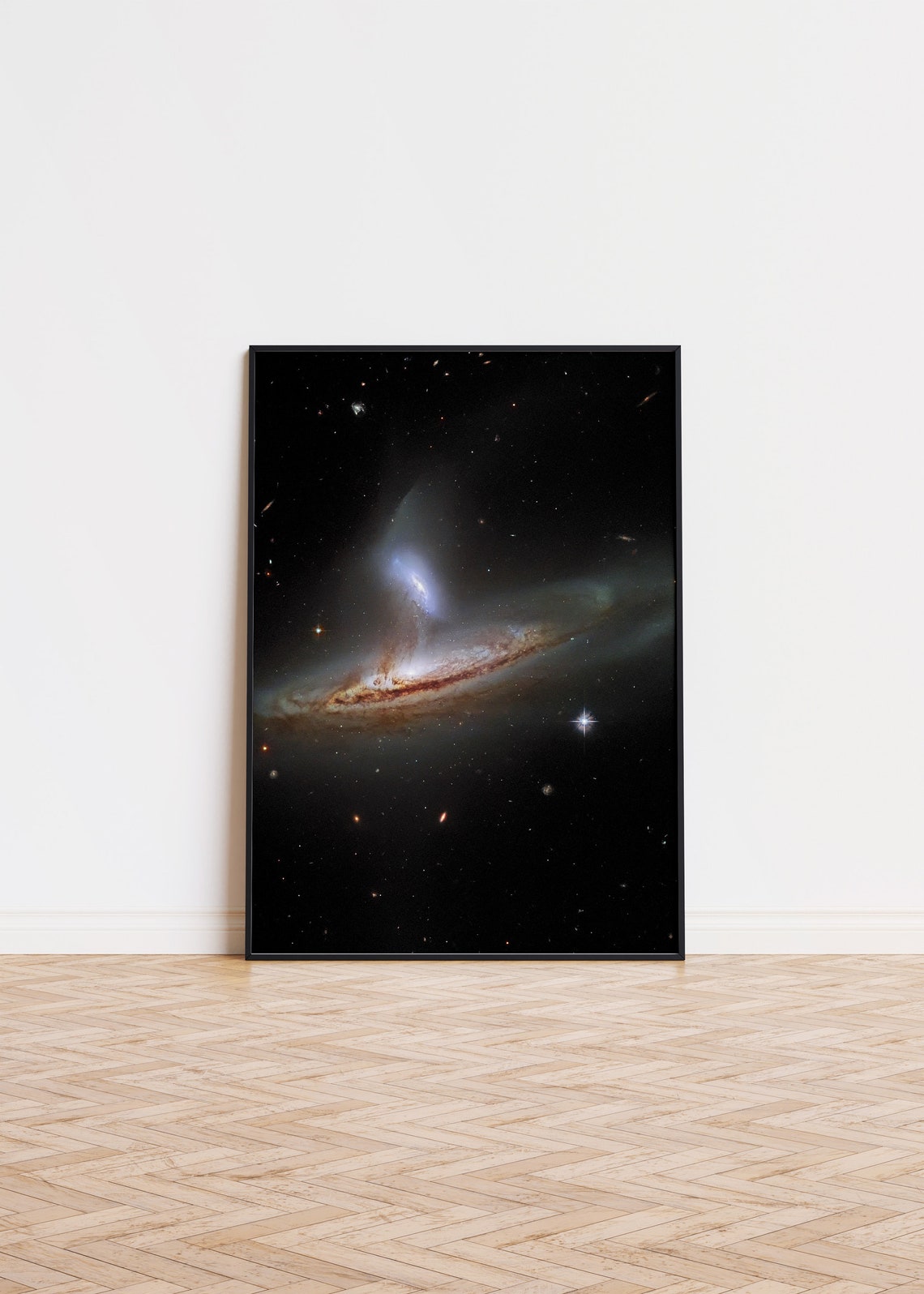 Interacting Galaxies Cosmic Collision Deep Space Photo Poster