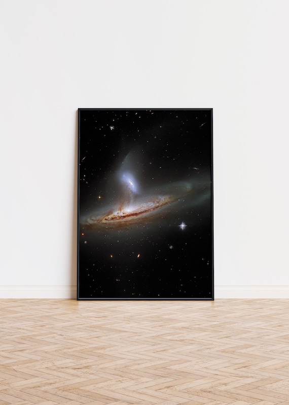 Interacting Galaxies Cosmic Collision Deep Space Photo Poster