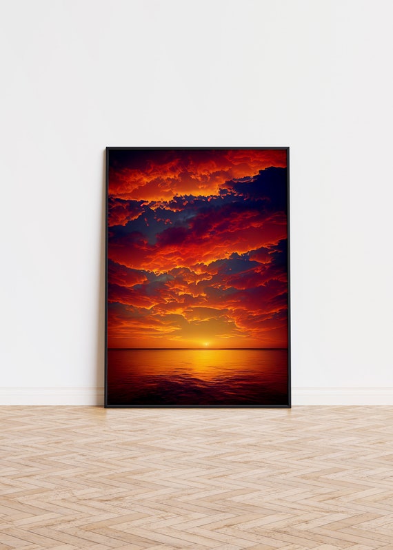 Vaporwave Sunset Poster Unique Trendy Wall Art Printed