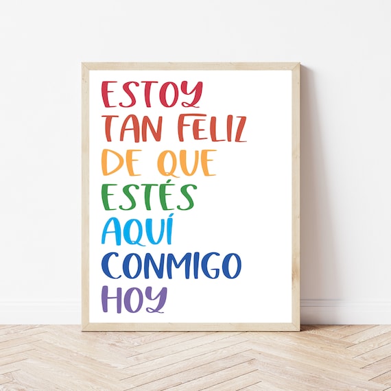 Estoy Tan Feliz De Que Estes Aqui Spanish Bilingual Classroom Poster