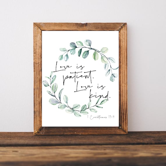Love Is Patient Kind Wall Art Bible Verse Christian Quote Sign Decor