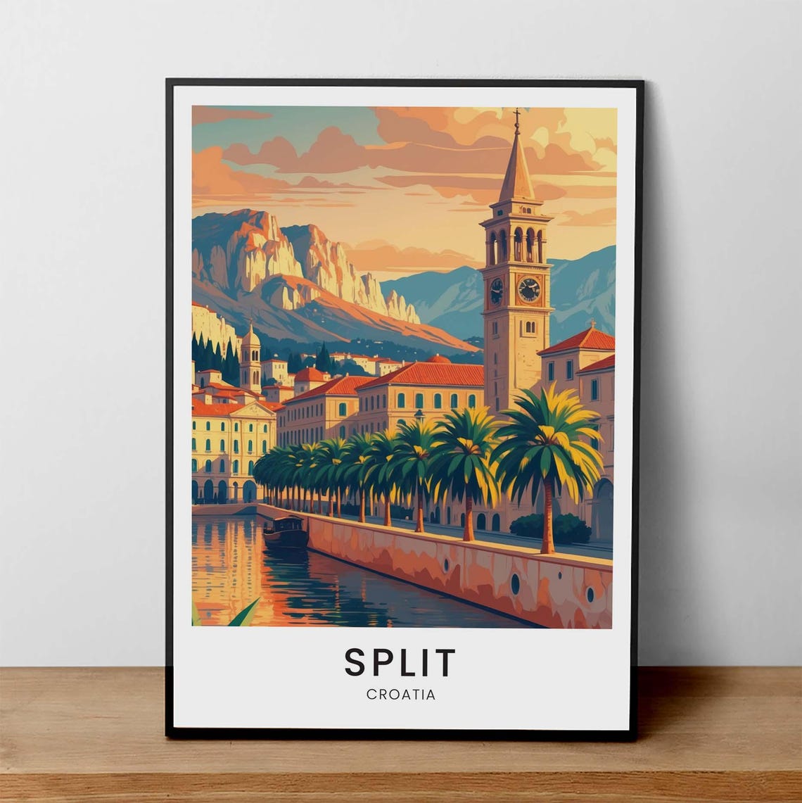 Split Croatia Coastal Old Town Bell Tower Golden Hour Poster