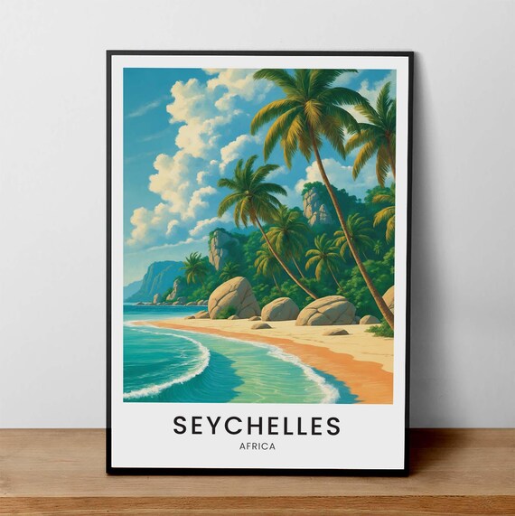 Seychelles Beach Print Tropical Island Paradise Art