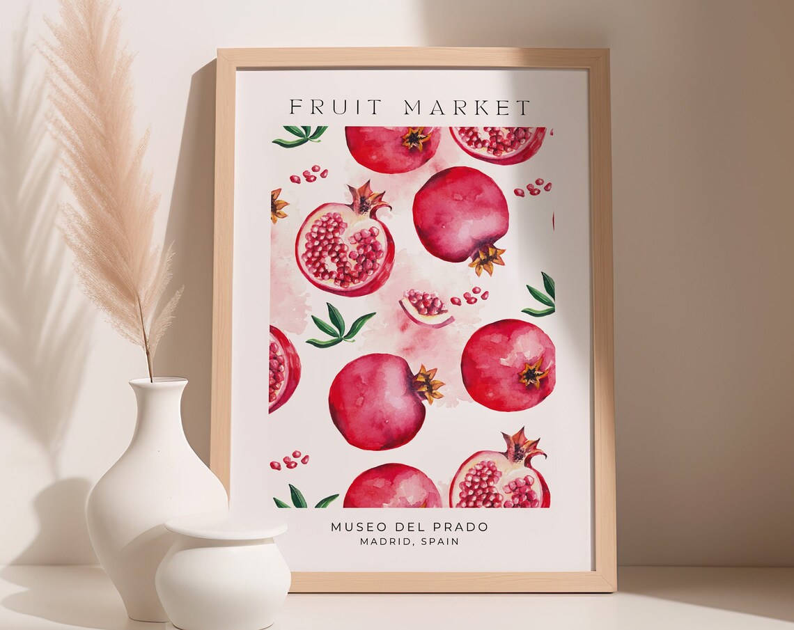 Pomegranade Fruit Market Botanical Art Print