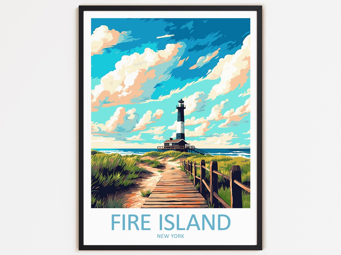 Fire Island Travel Poster, New York Wall Decor