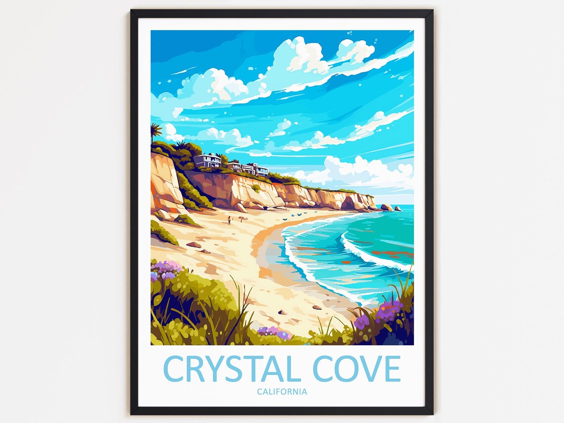 Crystal Cove California Bluff Beach Coastal Orange County Travel Poster