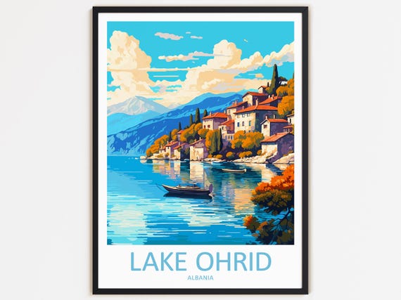 Lake Ohrid Travel Print Wall Decor Wall Art Lake Ohrid Wall Hanging Home Dcor Lake Ohrid Gift Art Lovers Albania Art Home Decoration