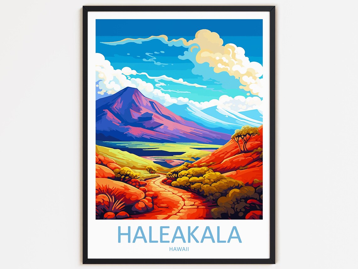 Haleakala Travel Poster, Hawaii Wall Decor