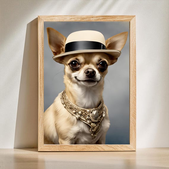 Dapper Chihuahua Art Print Funny Dog Portrait