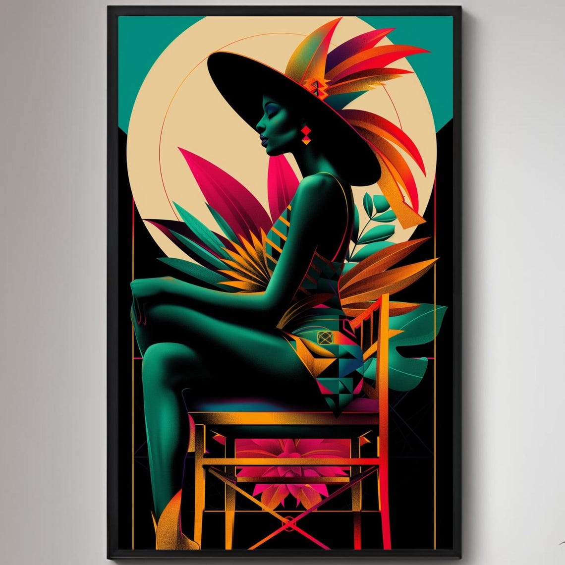 Womans Vibrant World Poster Illustration Print Wall Art Instant