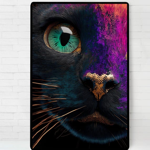 Abstract Cat Face Poster Minimalist Illustration Art