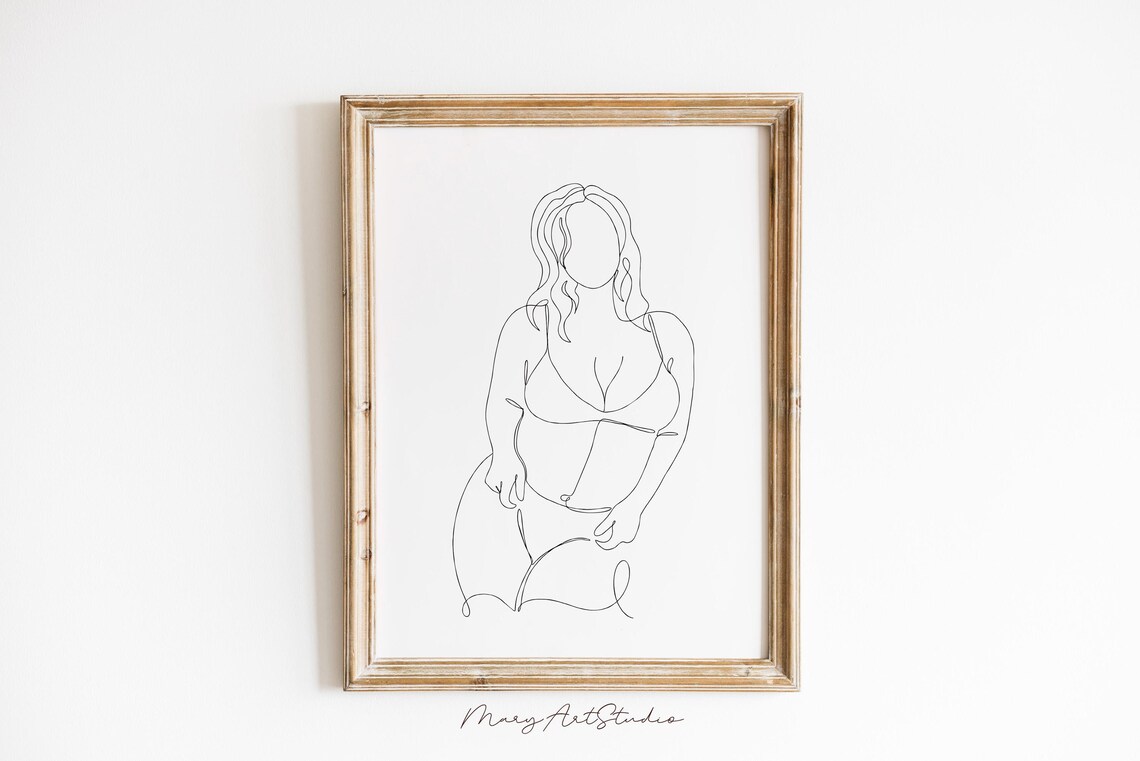 Confident Curvy Woman Body Positive Minimalist Figure Line Art Poster