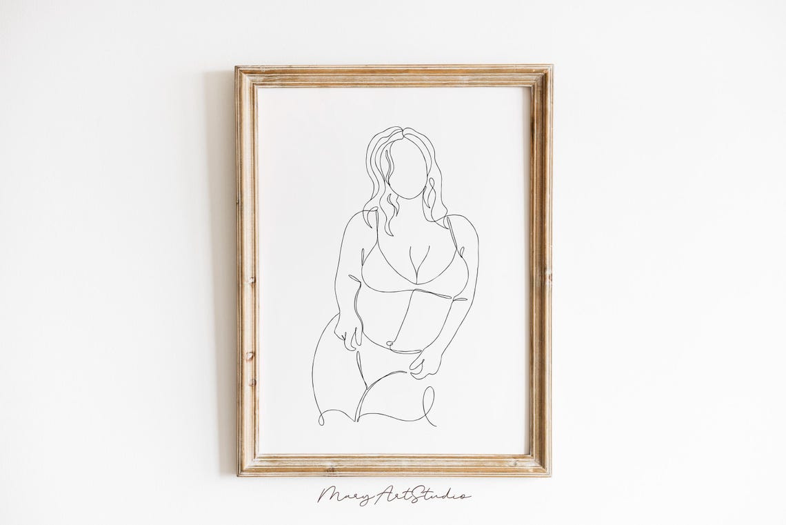 Woman Body Line Art Curvy Woman Body One Line Nude Woman Painting Body Positive Line Art Figure Line Woman Silhouette Female