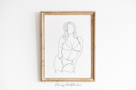 Confident Curvy Woman Body Positive Minimalist Figure Line Art Poster