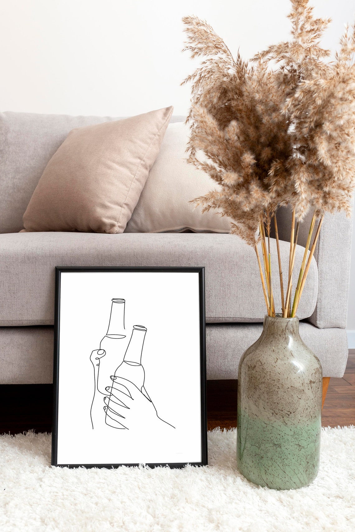One Line Beer Bottles Hand Drawing Minimalist Bar Cart Kitchen Poster - Image 2