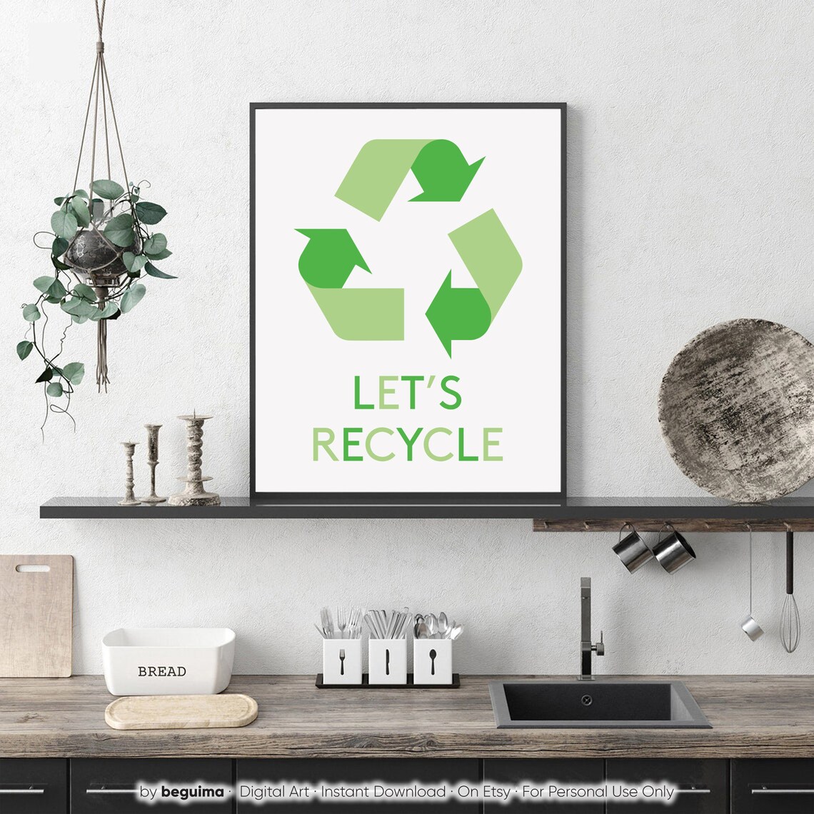 Recycling Symbol Poster, Kids Kitchen Decor - Image 4