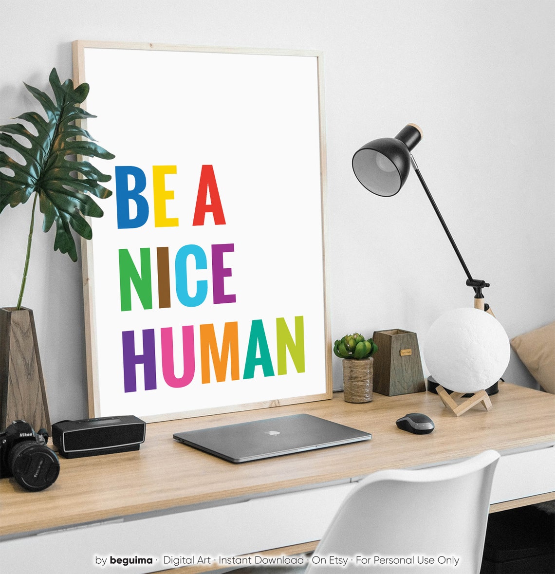 Be a Nice Human Bold Colorful Block Letter Typography Poster - Image 3