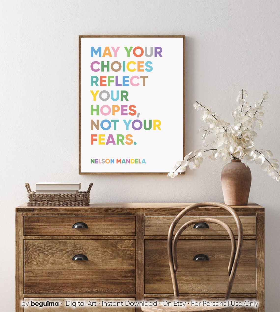 May Your Choices Reflect Your Hopes Nelson Mandela Quote Poster - Image 2