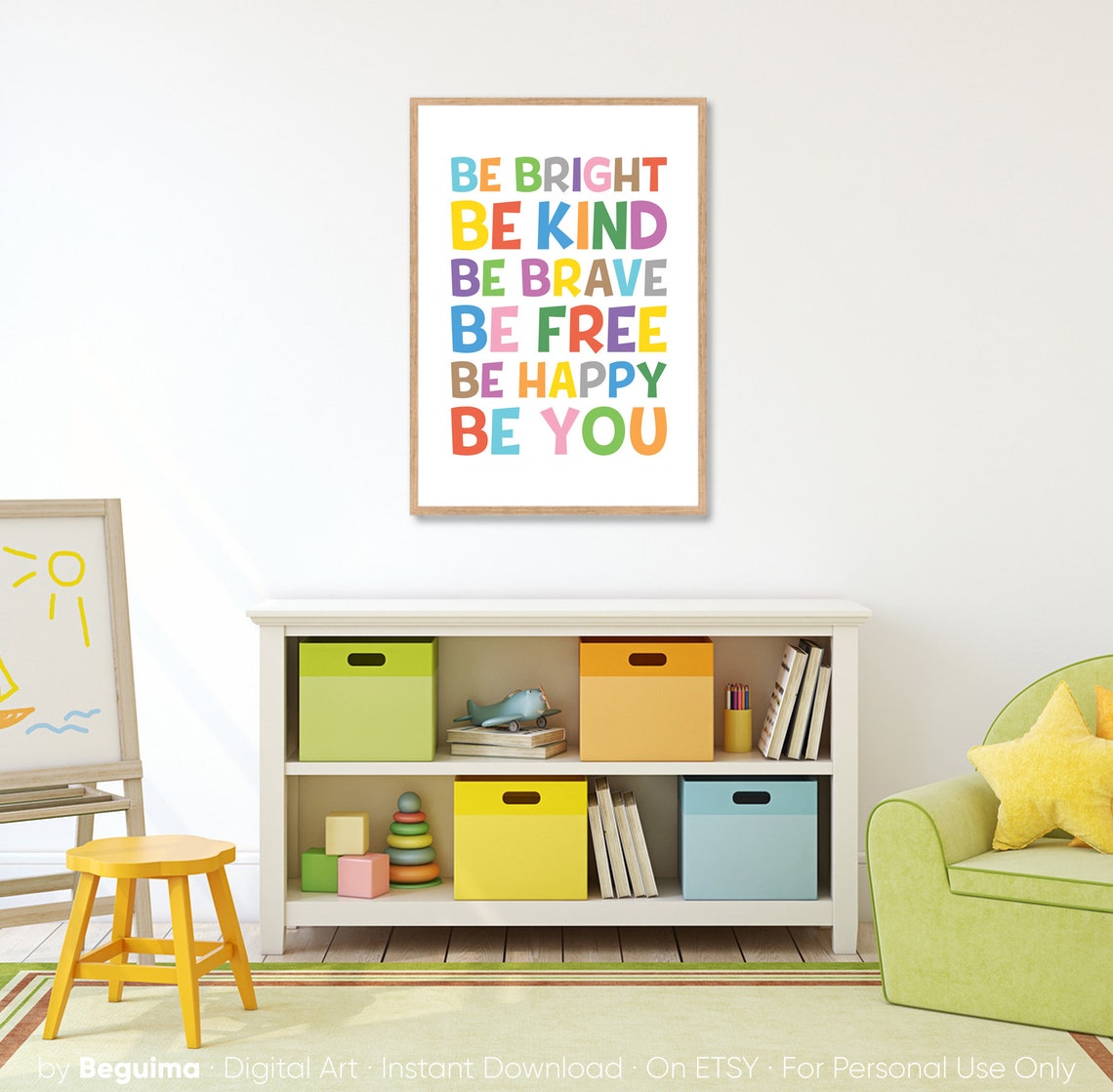 Be Bright Be Kind Be Brave Handwritten Rainbow Letter Poster - Image 2