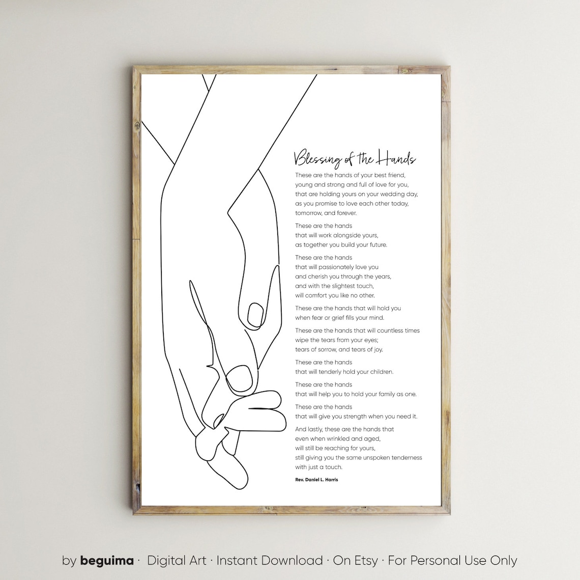 Blessing Of The Hands Wedding Vows Poem Art Print
