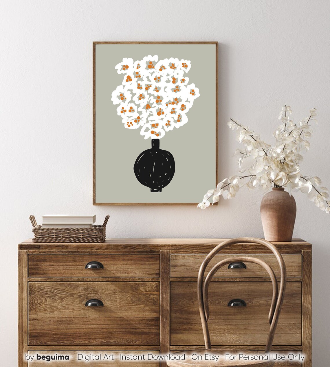 Daisy Botanical Bouquet Floral Art Print, Boho Decor - Image 4