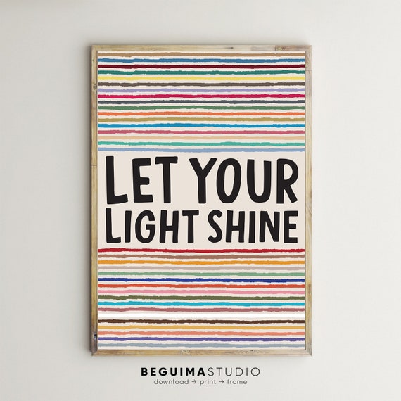 Let Your Light Shine Matthew 516 Christian Prints Kids Poster Bible Verse Wall Art Inspirational Teacher Quote Classroom Decor Nursery Sign