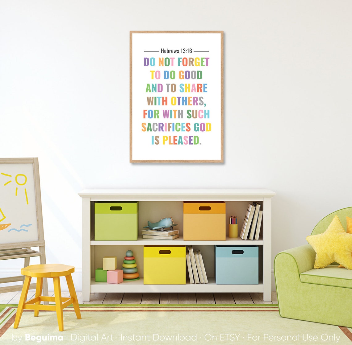 Hebrews 13 16 Do Good and Share Colorful Faith Scripture Poster - Image 2