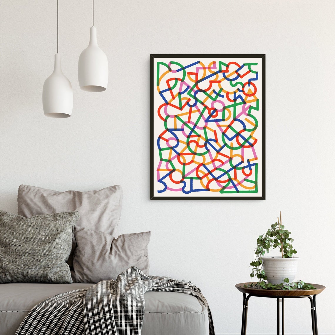 Playful Overlapping Colorful Squiggle Shapes Abstract Poster - Image 4