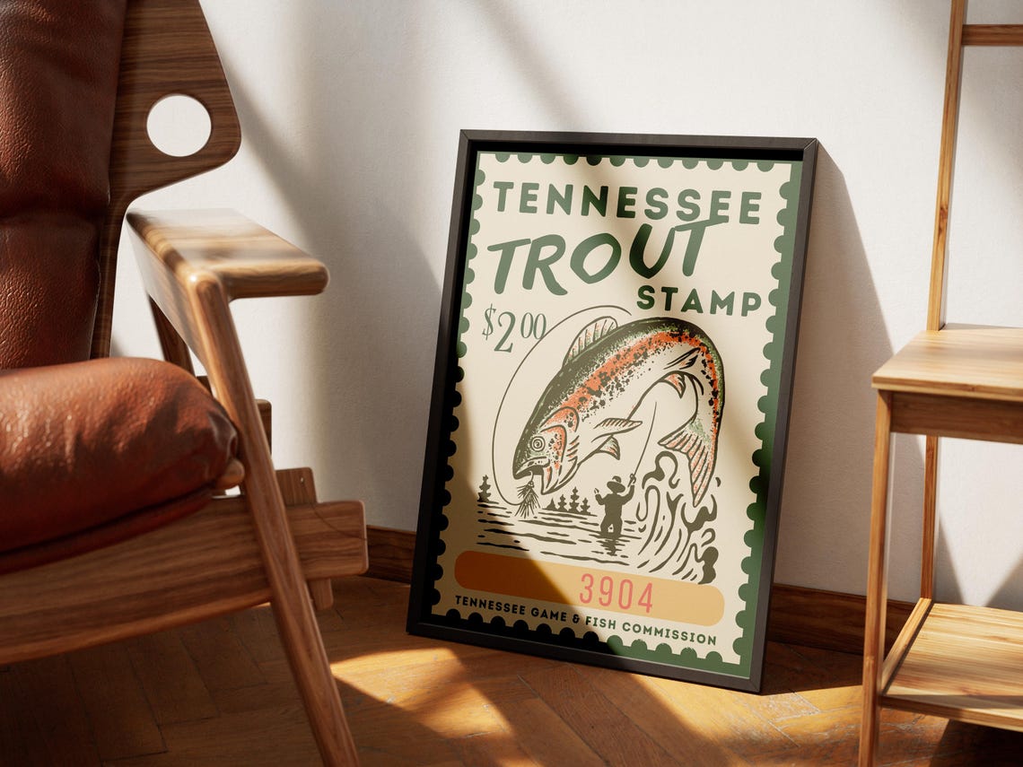 Trout Fish Travel Poster, Beach Art - Image 2