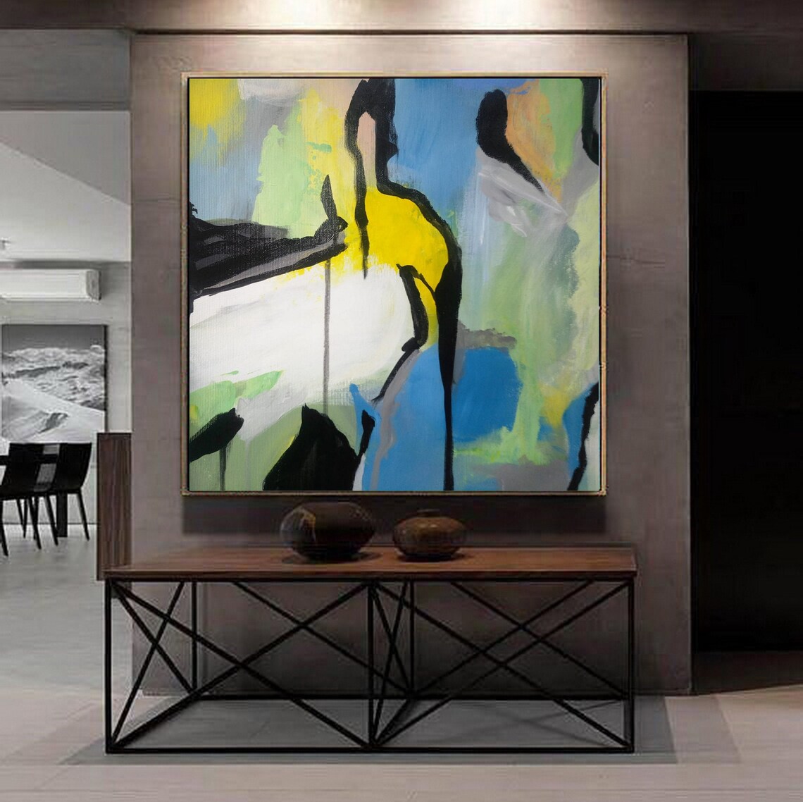 Blue Abstract Painting, Modern Wall Art Print - Image 2