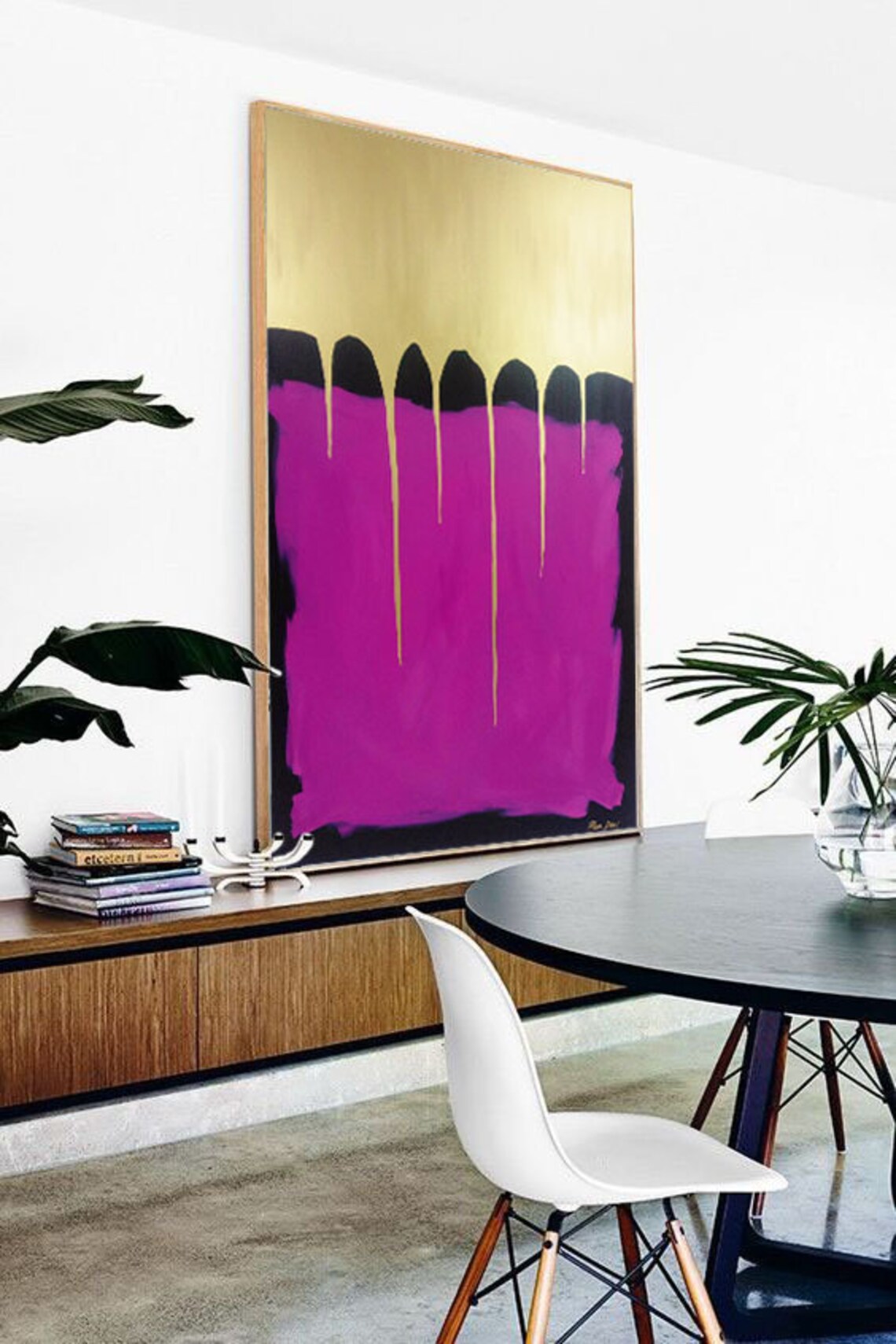 Abstract Gold and Purple Oil Painting, Art Print - Image 2