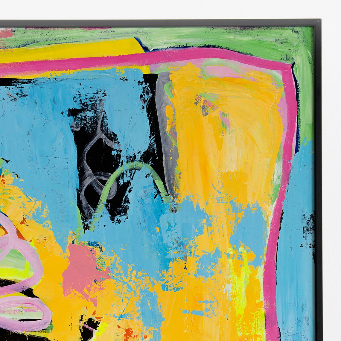 Unnamed Neon Yellow Pink Squiggle Playful Abstract Art Poster - Image 2