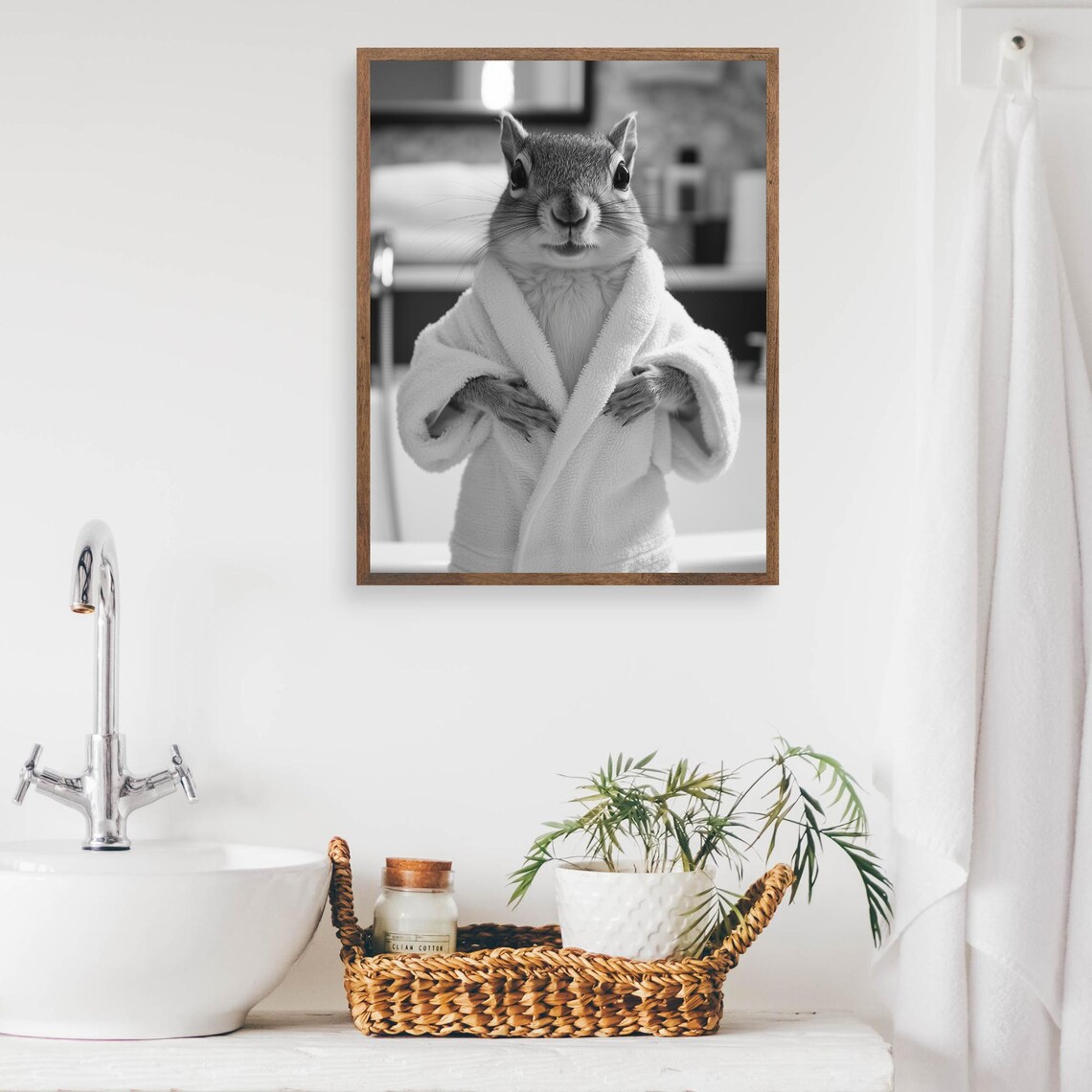 Squirrel In A Bathrobe Funny Bathroom Poster - Image 2