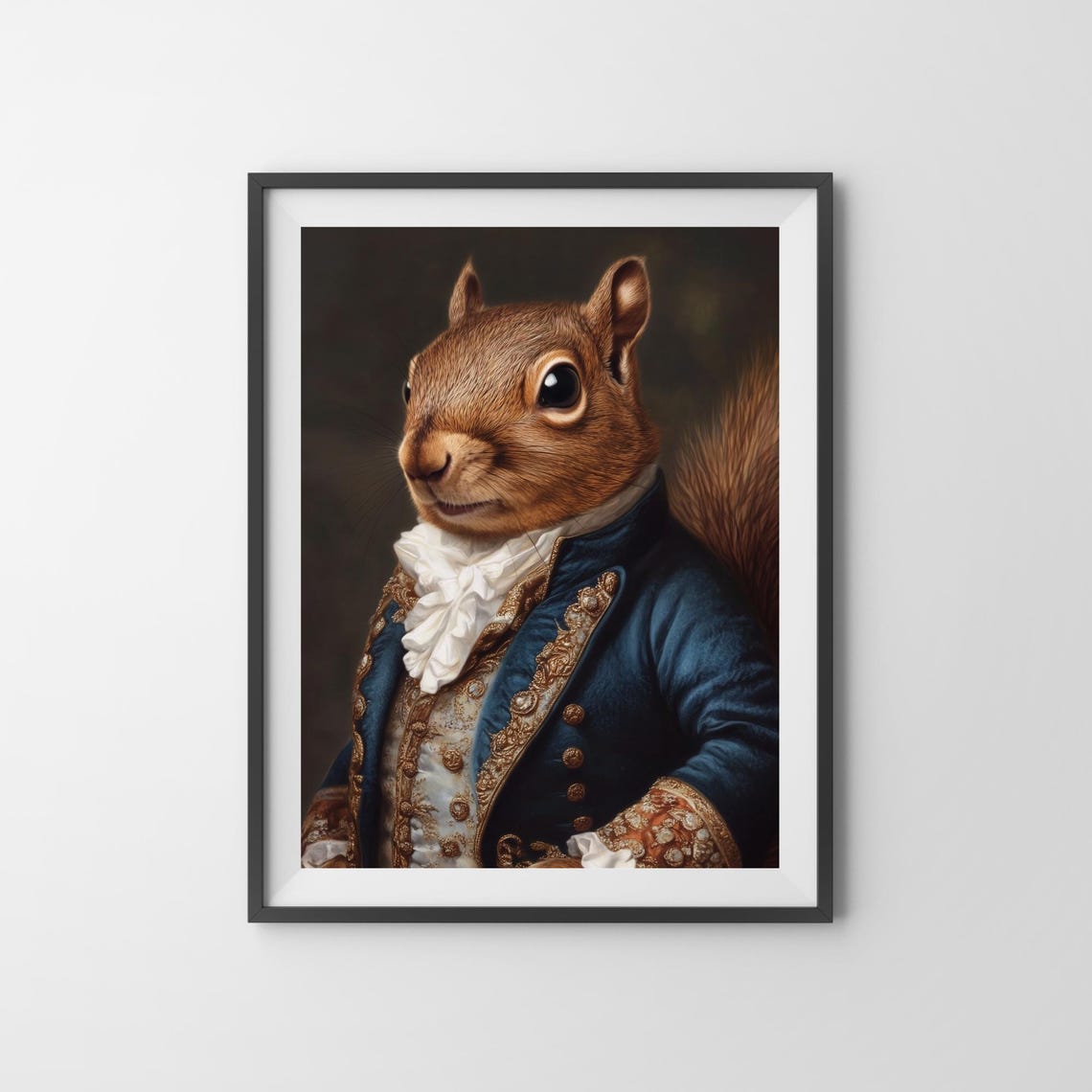 Aristocratic Red Squirrel in a Blue Embroidered Velvet Coat Poster - Image 3