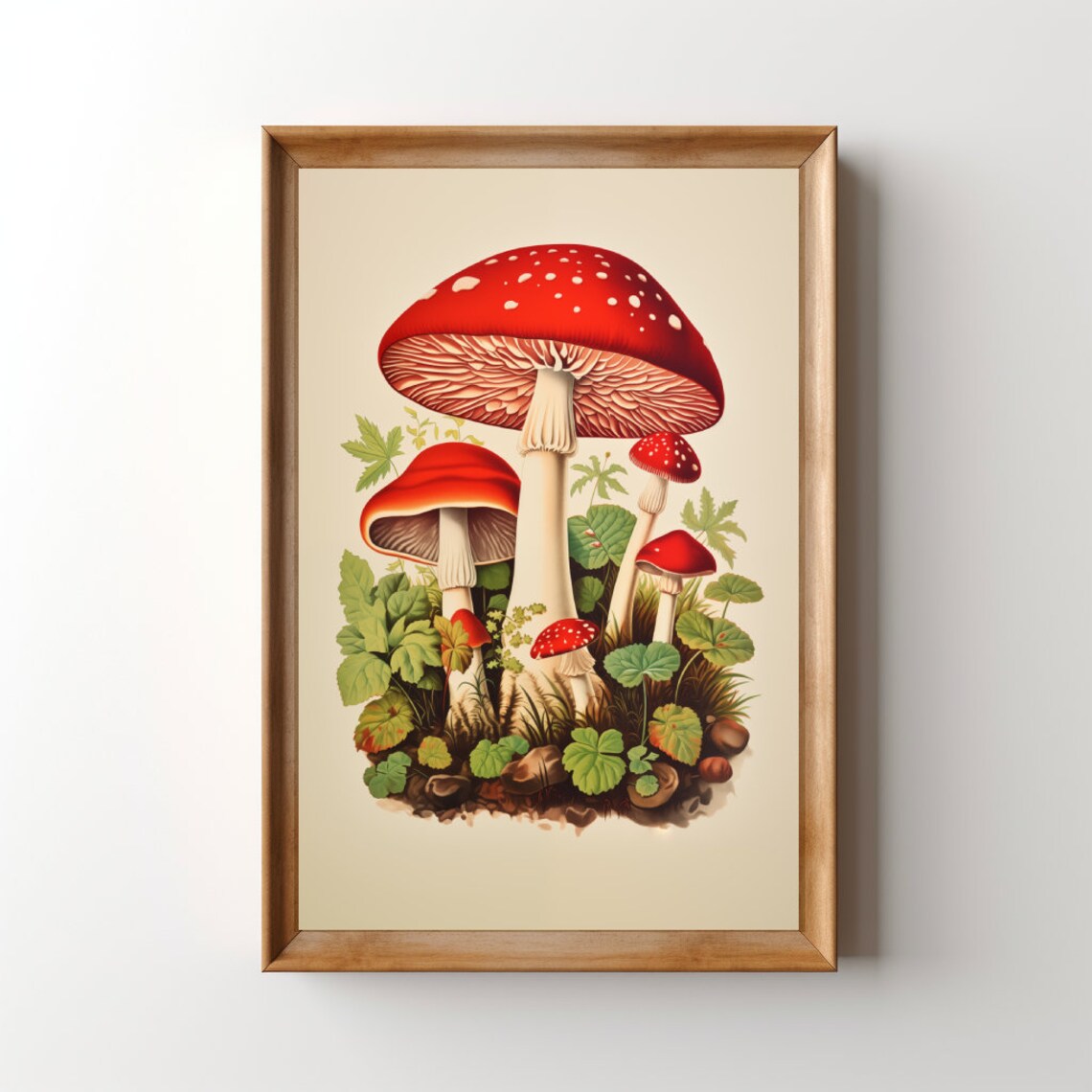 Retro Mushroom Print, Vintage Cottage Kitchen Art