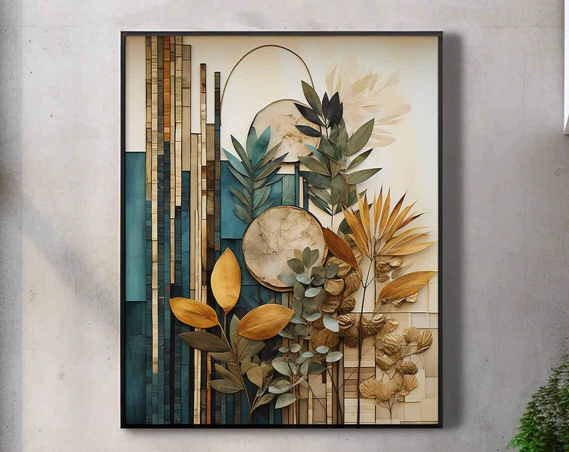 Boho Botanical Print, Earth Tones Wall Art Print